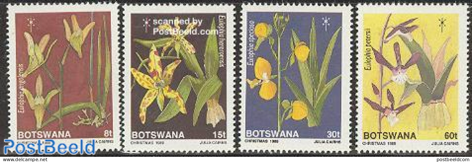 Botswana 1989 Christmas, Orchids 4v, Mint NH, Nature - Religion - Flowers & Plants - Orchids - Christmas - Noël