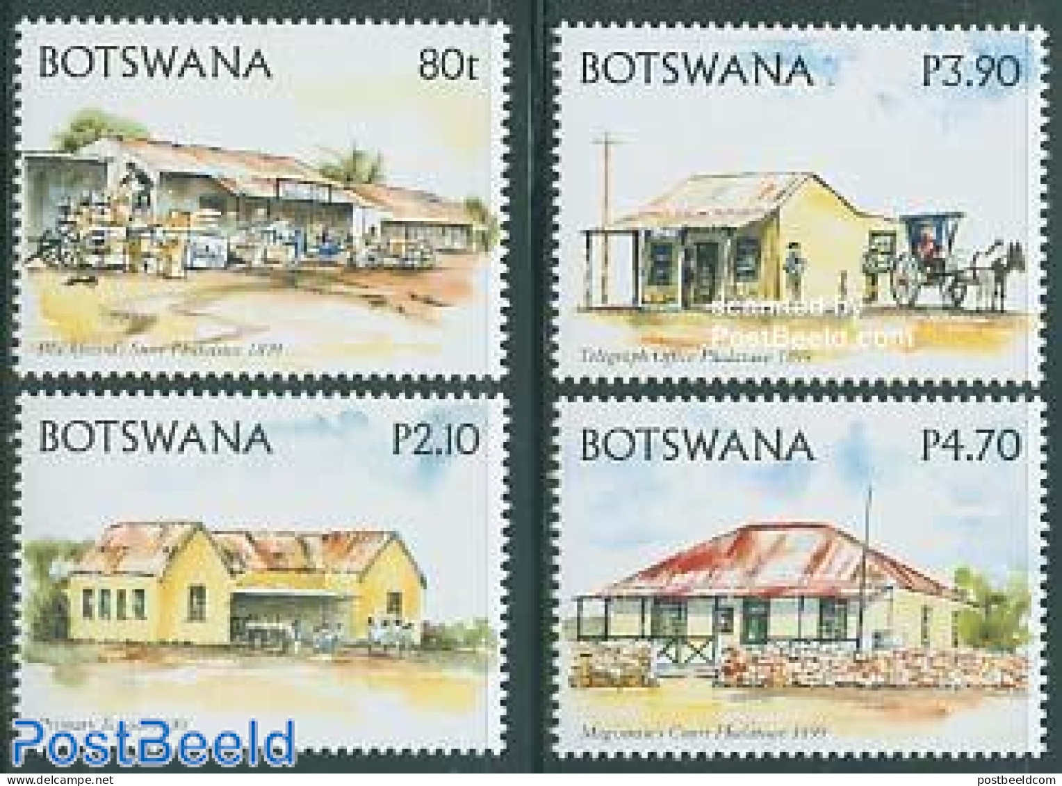Botswana 2005 Historical Buildings 4v, Mint NH, Nature - Horses - Art - Architecture - Botswana (1966-...)