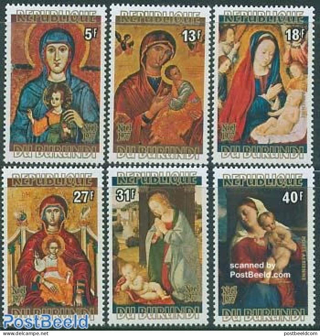 Burundi 1977 Christmas 6v, Mint NH, Religion - Christmas - Religion - Art - Paintings - Noël