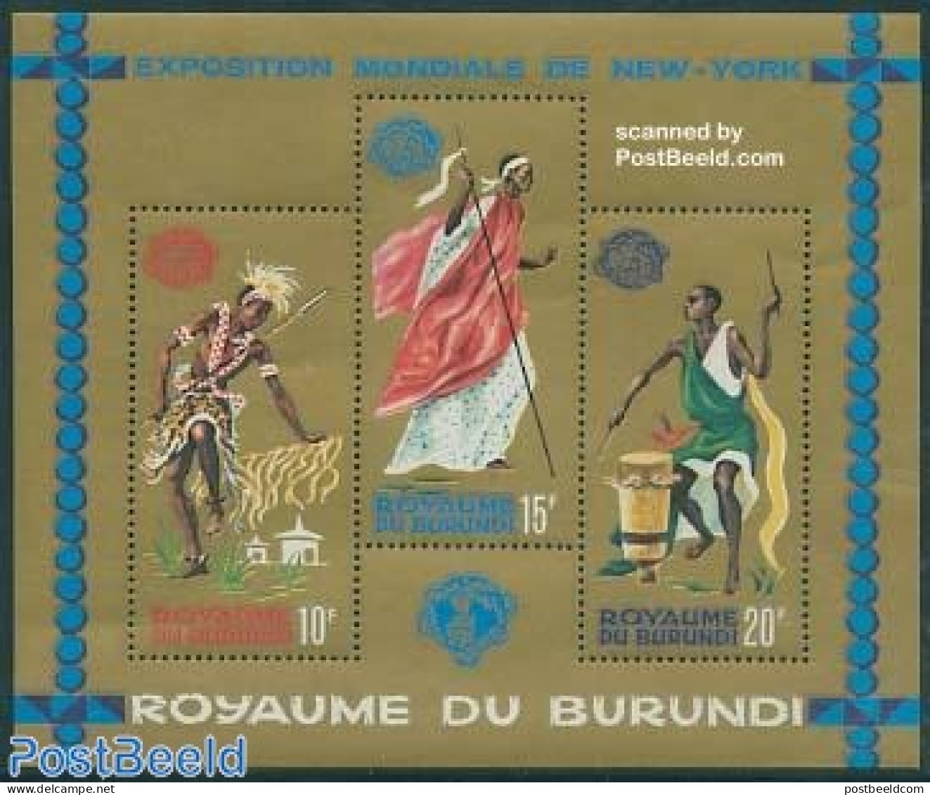 Burundi 1964 Expo New York S/s, Mint NH, Performance Art - Various - Dance & Ballet - Music - Costumes - Folklore - Dans