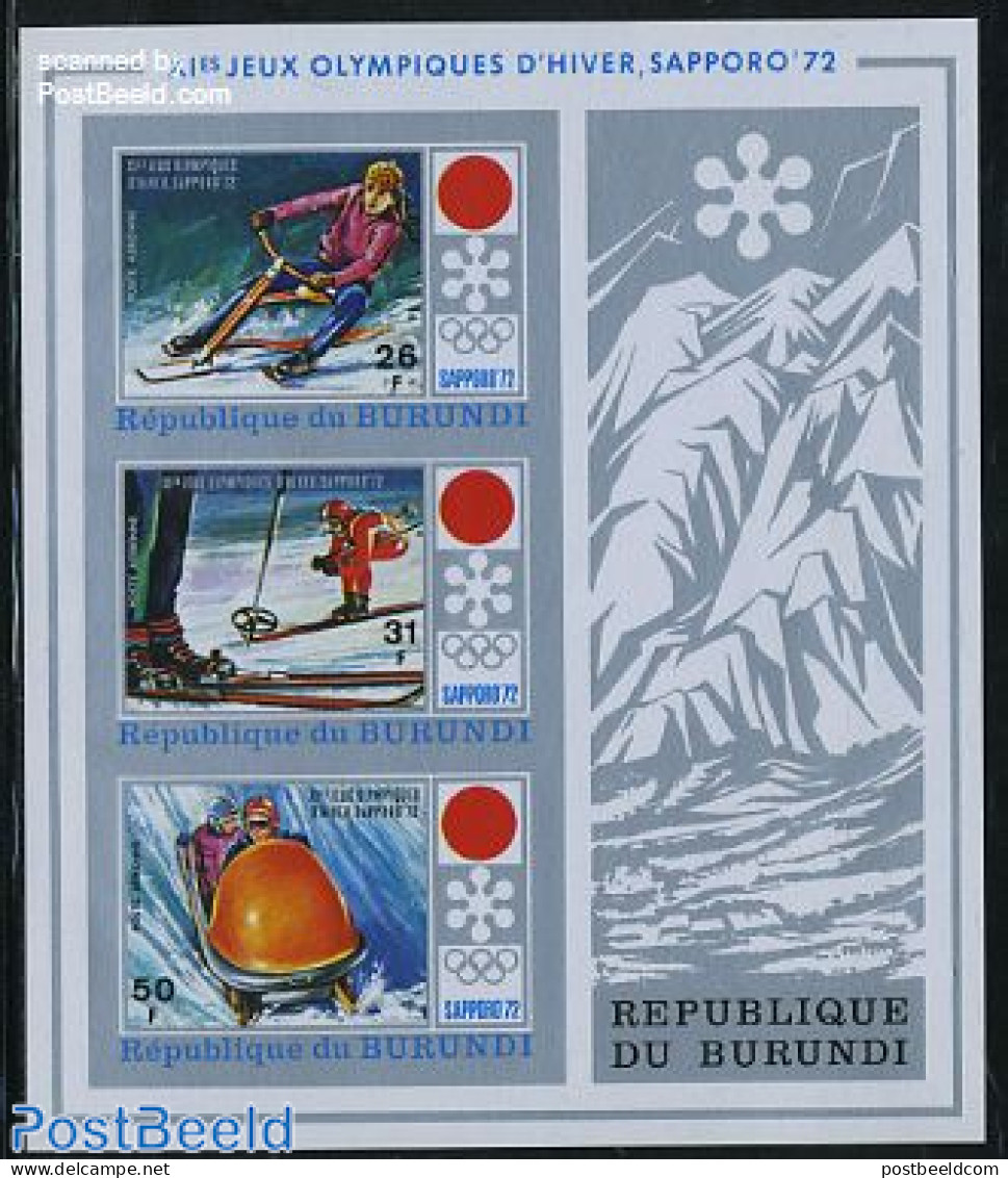 Burundi 1972 Olympic Winter Games S/s Imperforated, Mint NH, Sport - (Bob) Sleigh Sports - Olympic Winter Games - Skiing - Winter (Other)