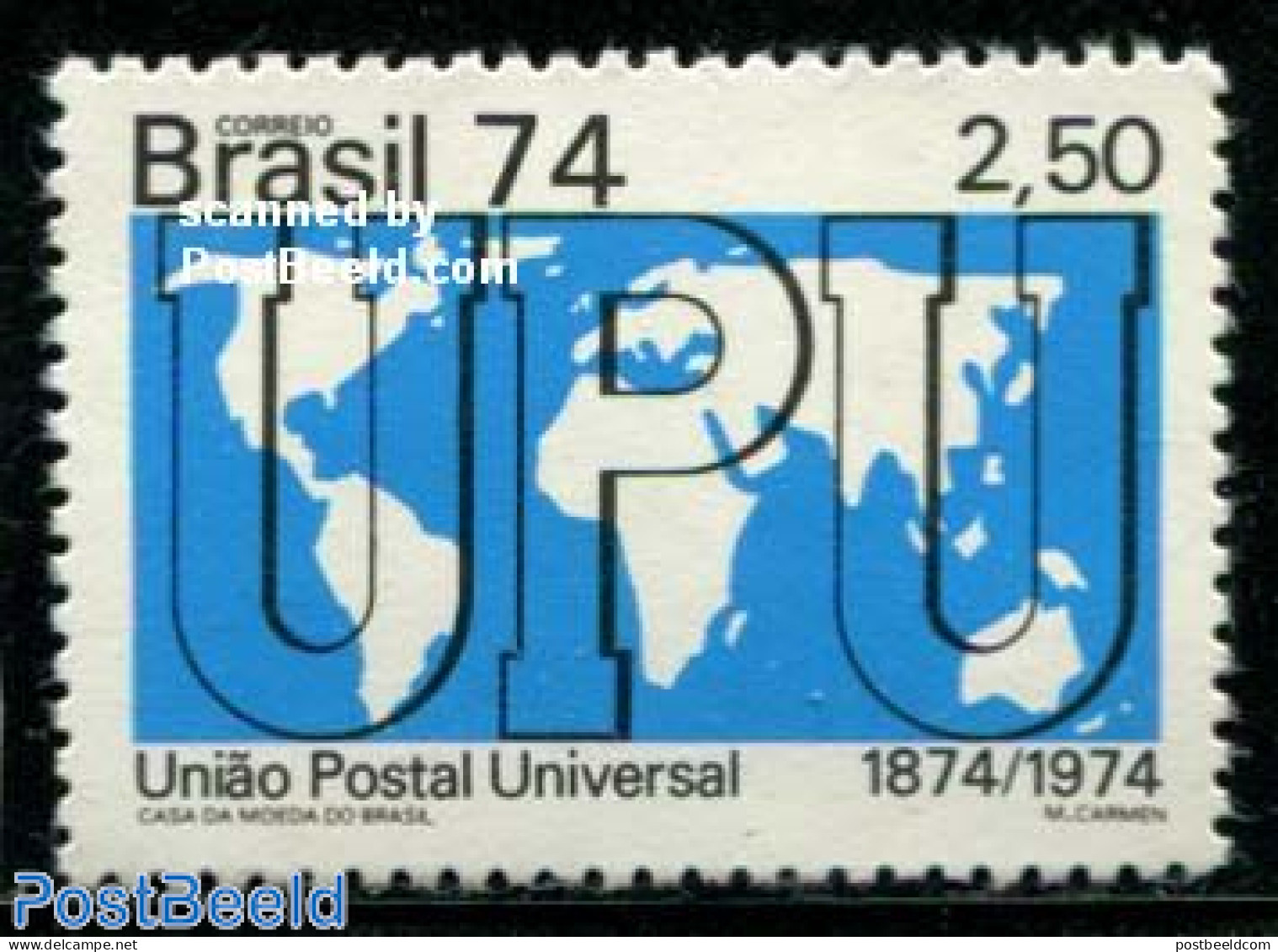 Brazil 1974 UPU Centenary 1v, Mint NH, Various - U.P.U. - Maps - Unused Stamps