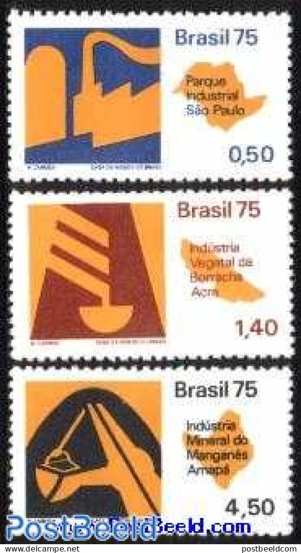 Brazil 1975 Development 3v, Mint NH, Science - Various - Mining - Maps - Unused Stamps