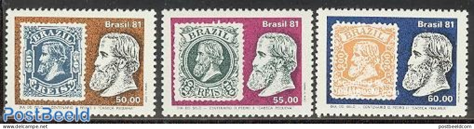 Brazil 1981 Stamp Day 3v, Mint NH, Stamp Day - Stamps On Stamps - Unused Stamps