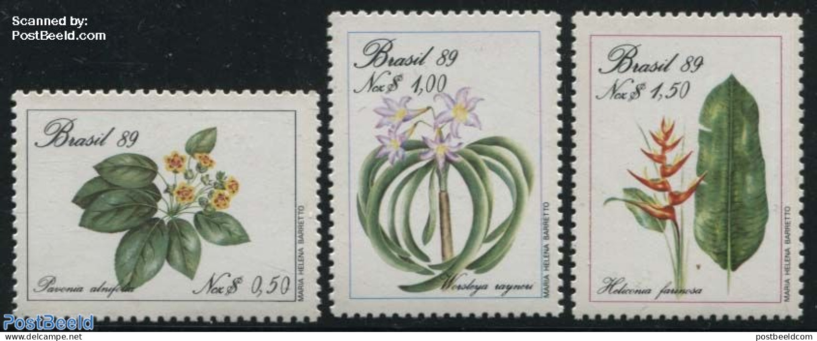 Brazil 1989 Flowers 3v, Mint NH, Nature - Flowers & Plants - Unused Stamps