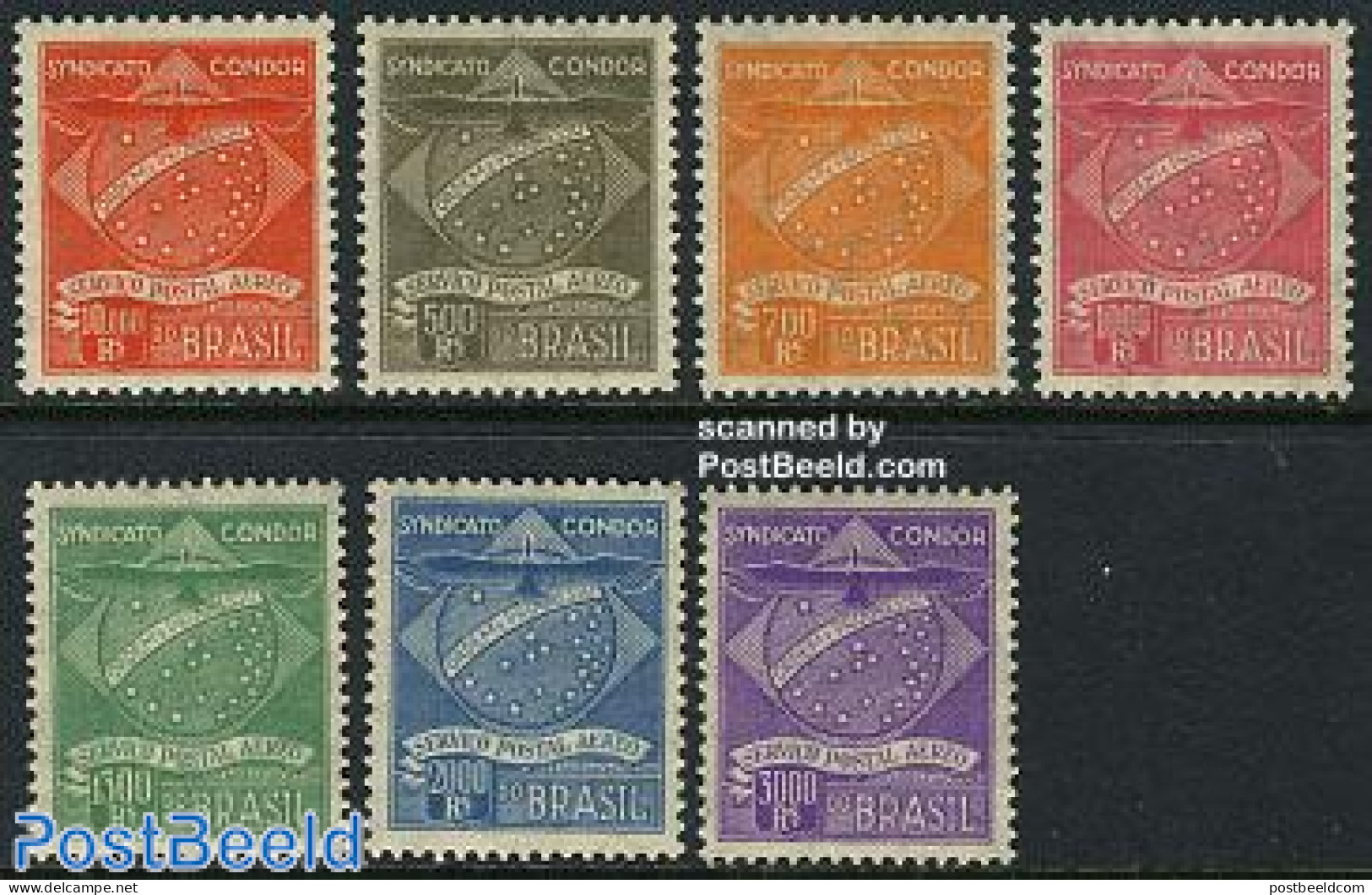 Brazil 1930 Syndicato Condor 7v, 2nd Print, Unused (hinged), Nature - Birds - Unused Stamps