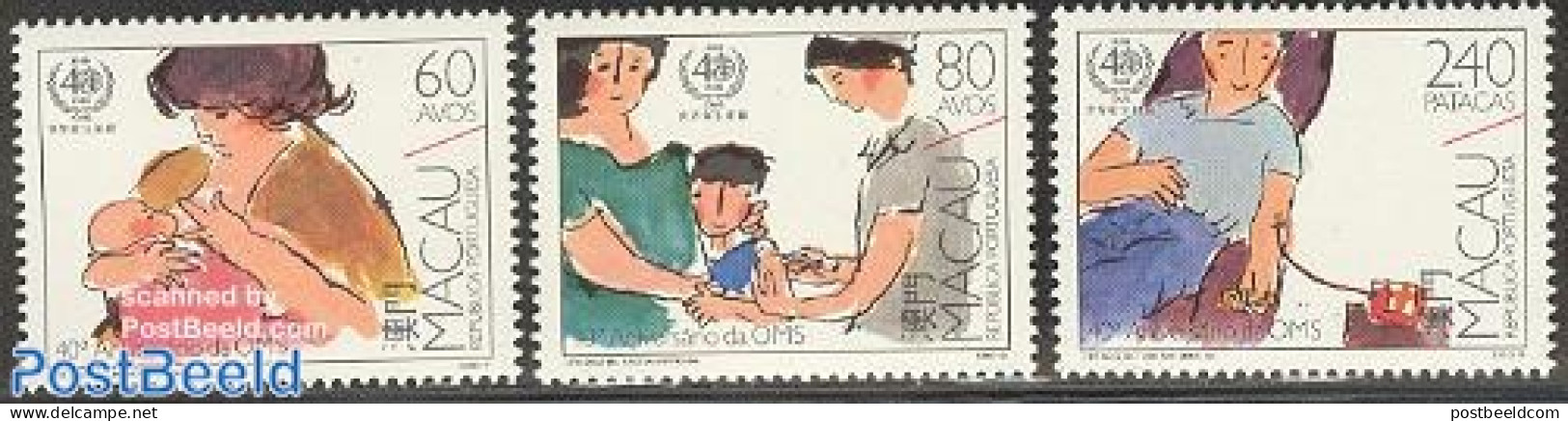 Macao 1988 W.H.O. 3v, Mint NH, Health - Health - Unused Stamps