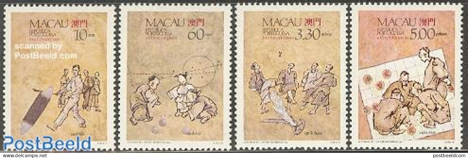 Macao 1989 Tradional Games 4v, Mint NH, Various - Toys & Children's Games - Neufs