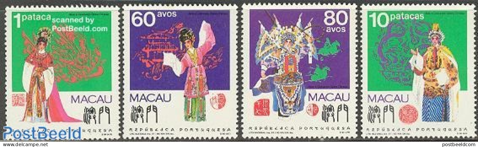 Macao 1991 Chinese Opera 4v, Mint NH, Performance Art - Music - Theatre - Unused Stamps
