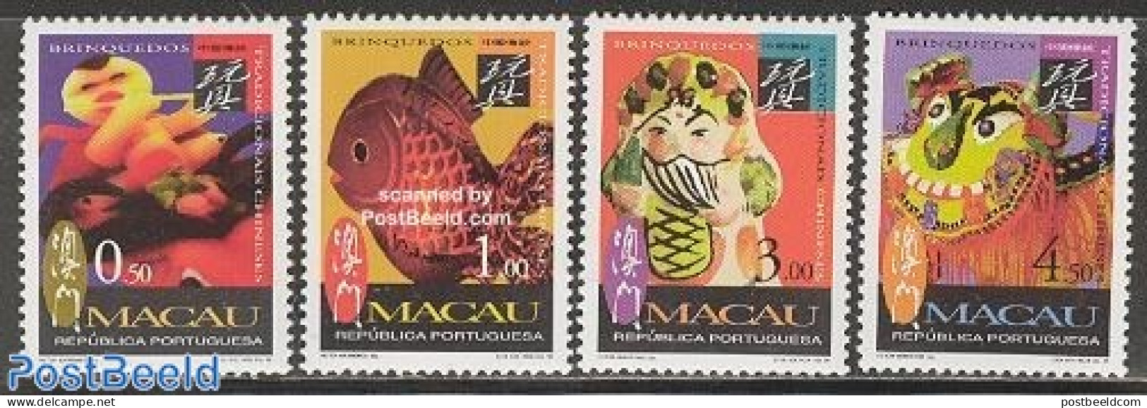 Macao 1996 Tradional Toys 4v, Mint NH, Nature - Various - Fish - Toys & Children's Games - Nuovi