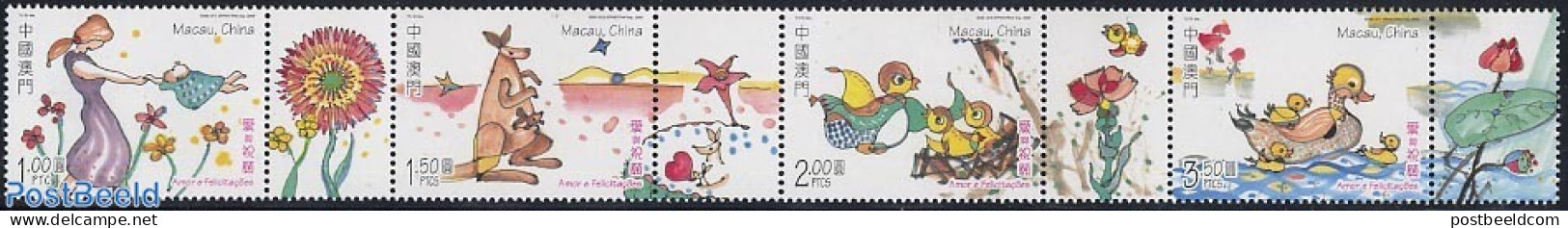 Macao 2005 Wishing Stamps 4v+tabs [:T:T:T:T], Mint NH, Nature - Various - Ducks - Greetings & Wishing Stamps - Neufs