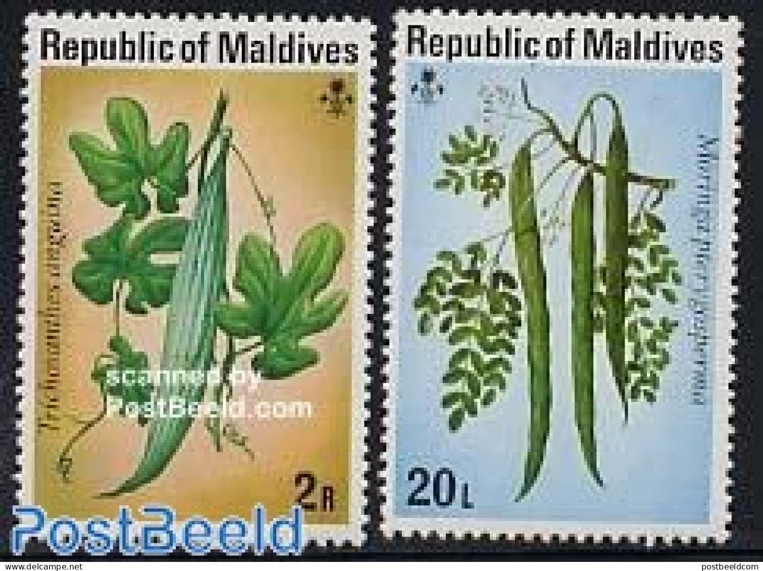 Maldives 1977 Vegetables 2v, Mint NH, Health - Food & Drink - Alimentation