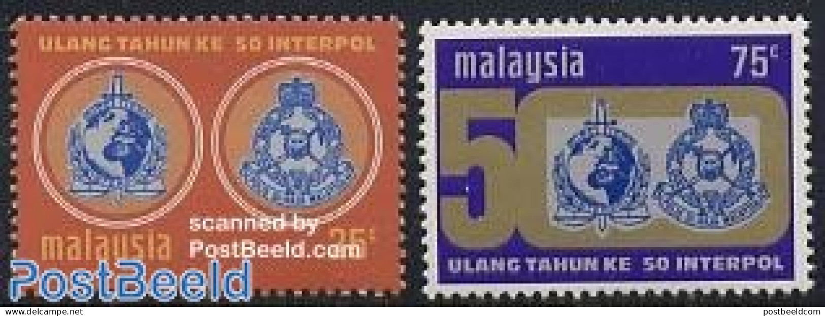 Malaysia 1973 Interpol 2v, Mint NH, Various - Police - Police - Gendarmerie