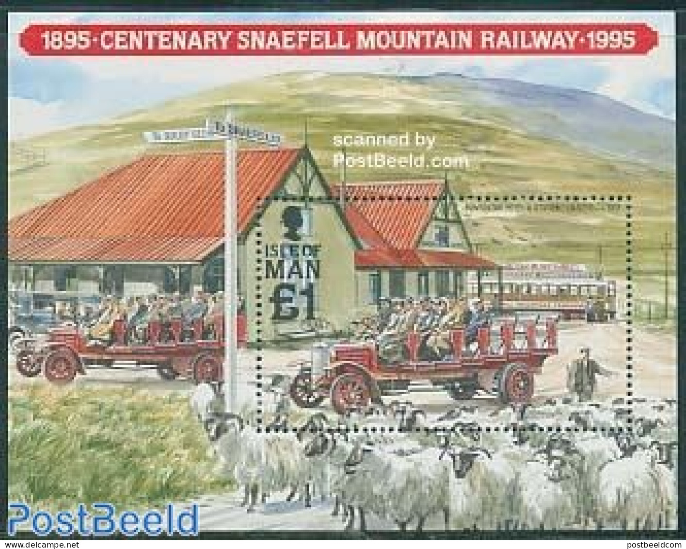 Isle Of Man 1995 Snaefell Railway S/s, Mint NH, Nature - Transport - Cattle - Automobiles - Railways - Cars
