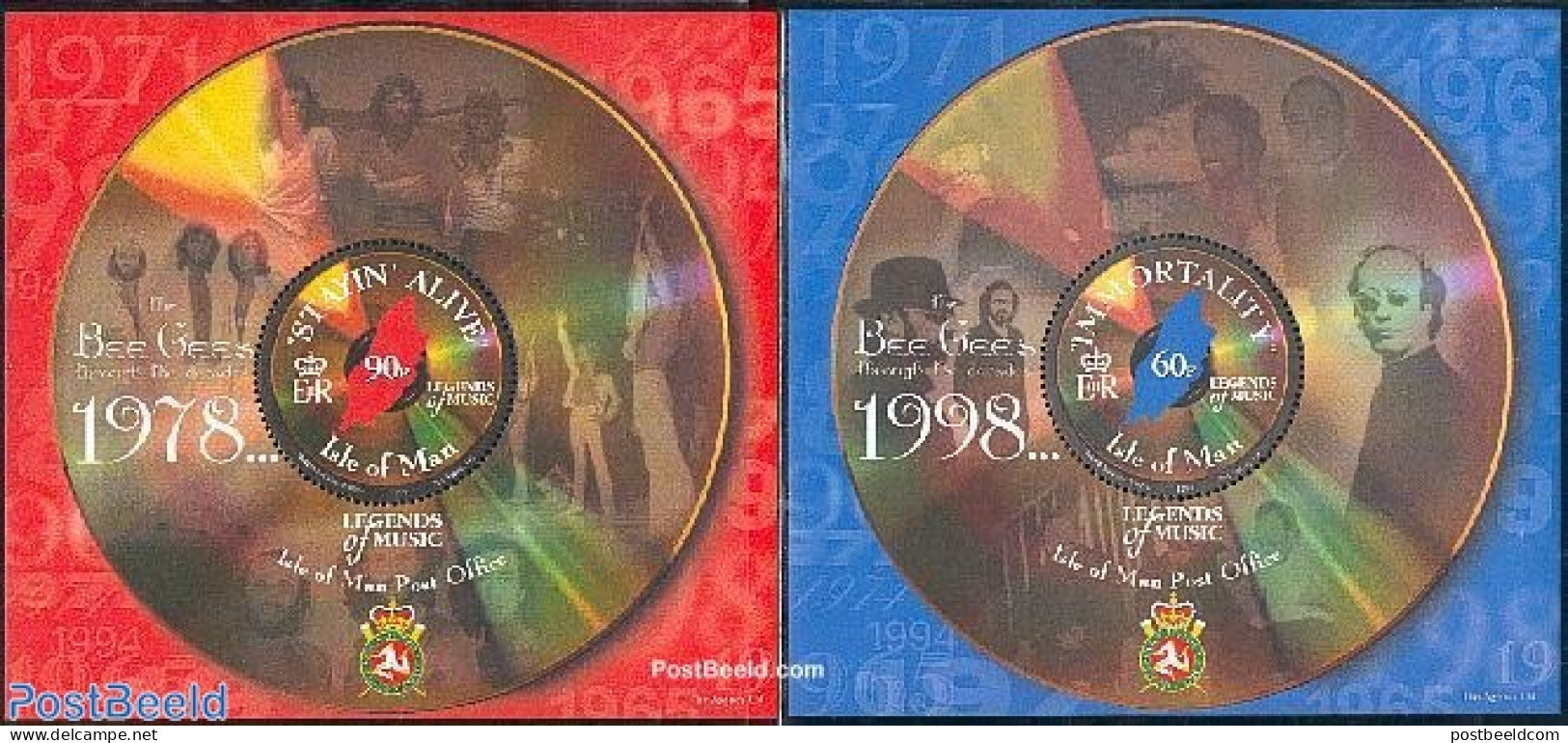 Isle Of Man 1999 Bee Gees 2 S/s, Mint NH, Performance Art - Music - Popular Music - Music
