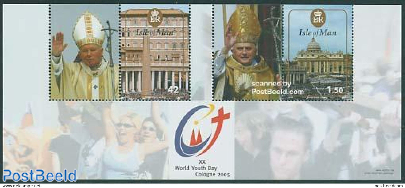 Isle Of Man 2005 World Youth Day Cologne S/s, Mint NH, Religion - Pope - Papi