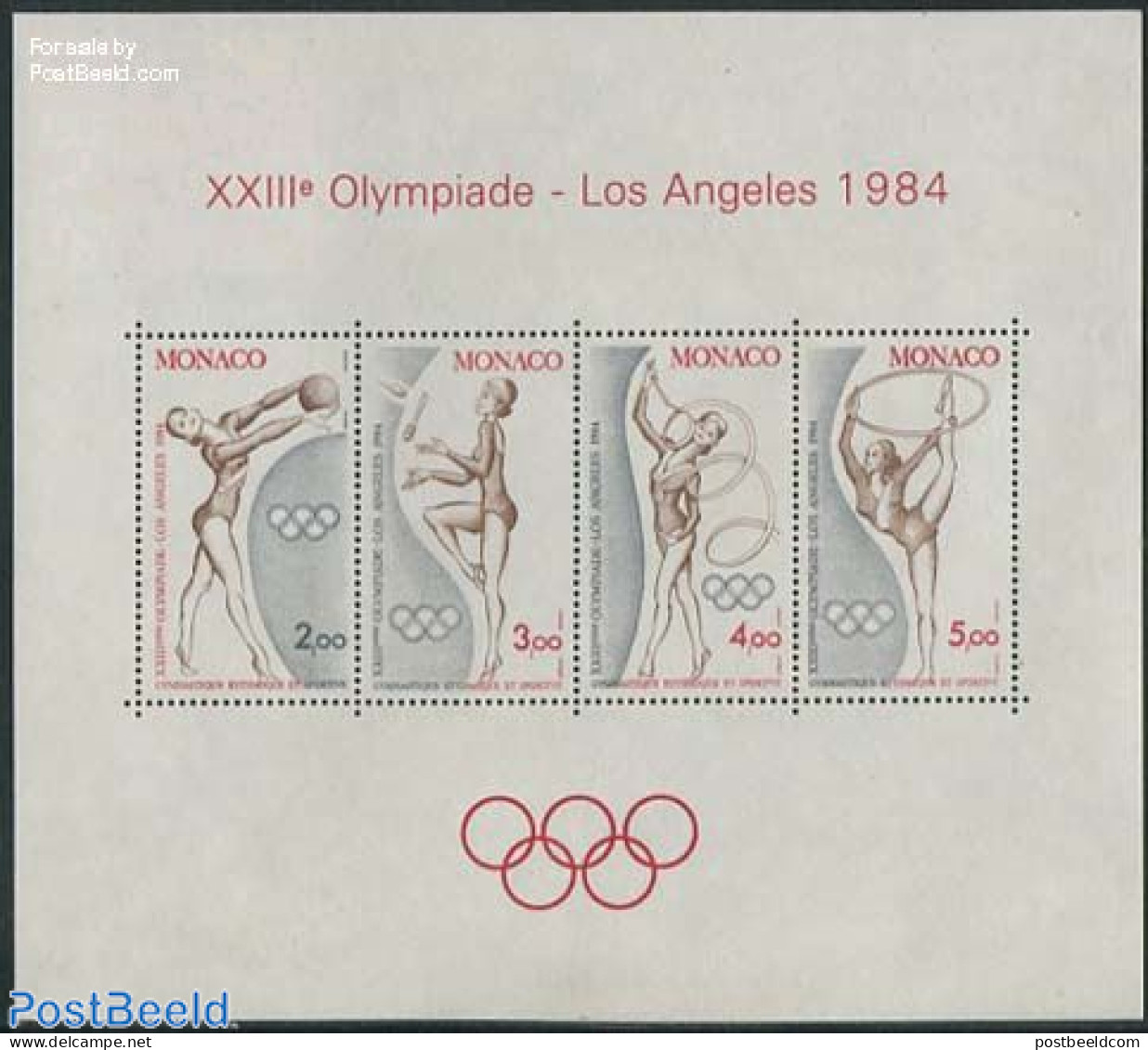 Monaco 1984 Olympic Games S/s, Mint NH, Sport - Gymnastics - Olympic Games - Unused Stamps