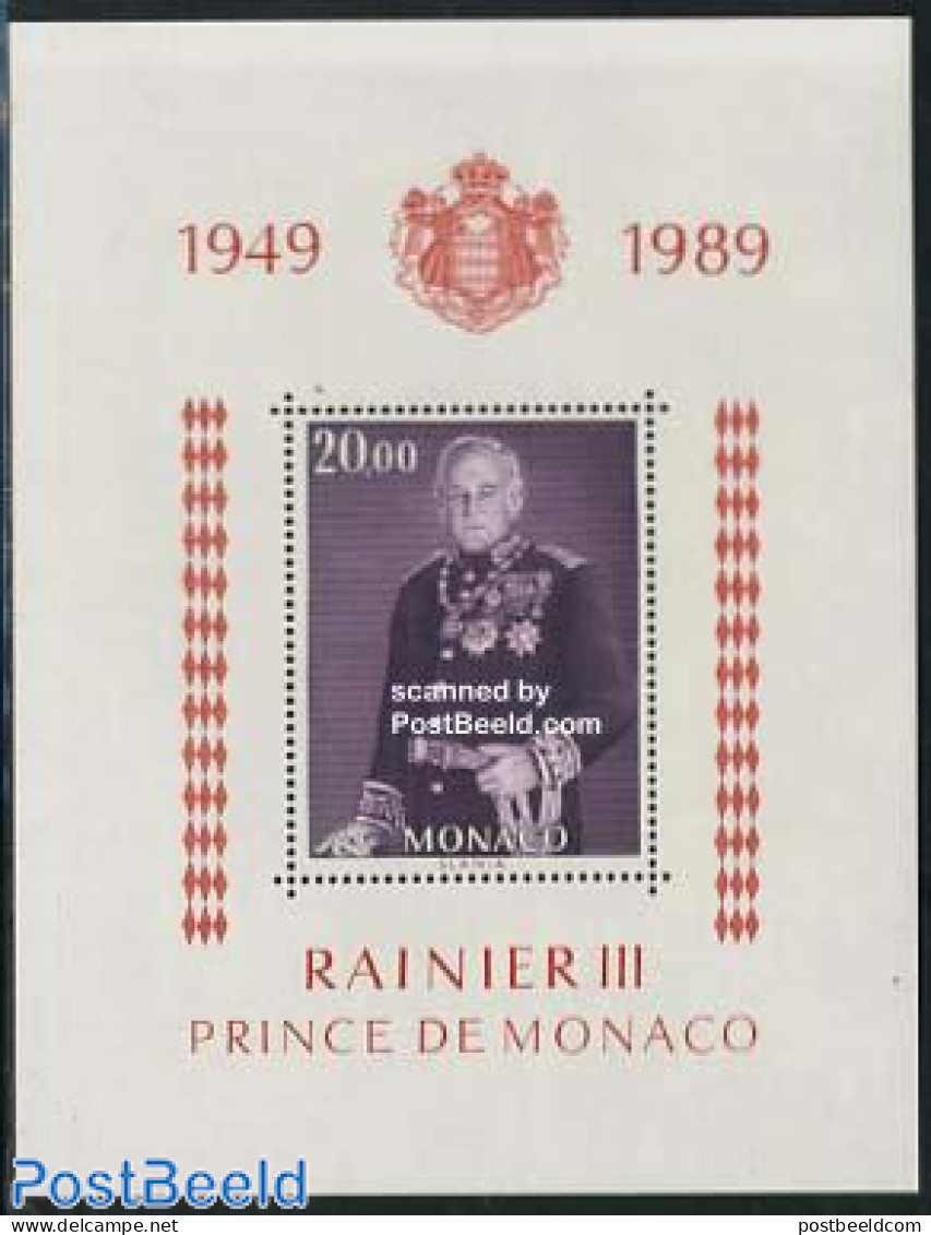 Monaco 1989 Rainier III S/s, Mint NH, History - Decorations - Kings & Queens (Royalty) - Unused Stamps