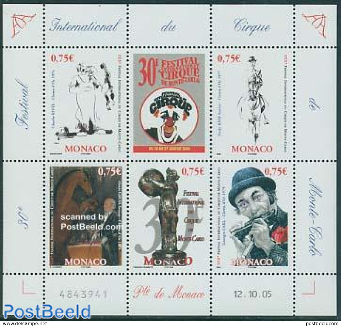 Monaco 2005 Circus Festival 5v M/s, Mint NH, Nature - Performance Art - Horses - Circus - Music - Unused Stamps