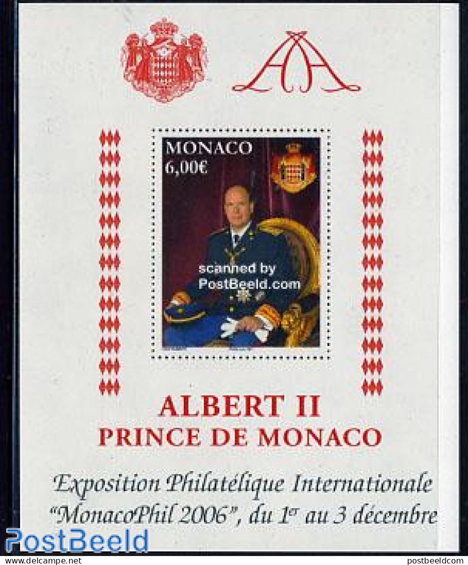 Monaco 2006 Official Photograph Of Prince Albert II S/s, Mint NH, History - Kings & Queens (Royalty) - Ungebraucht