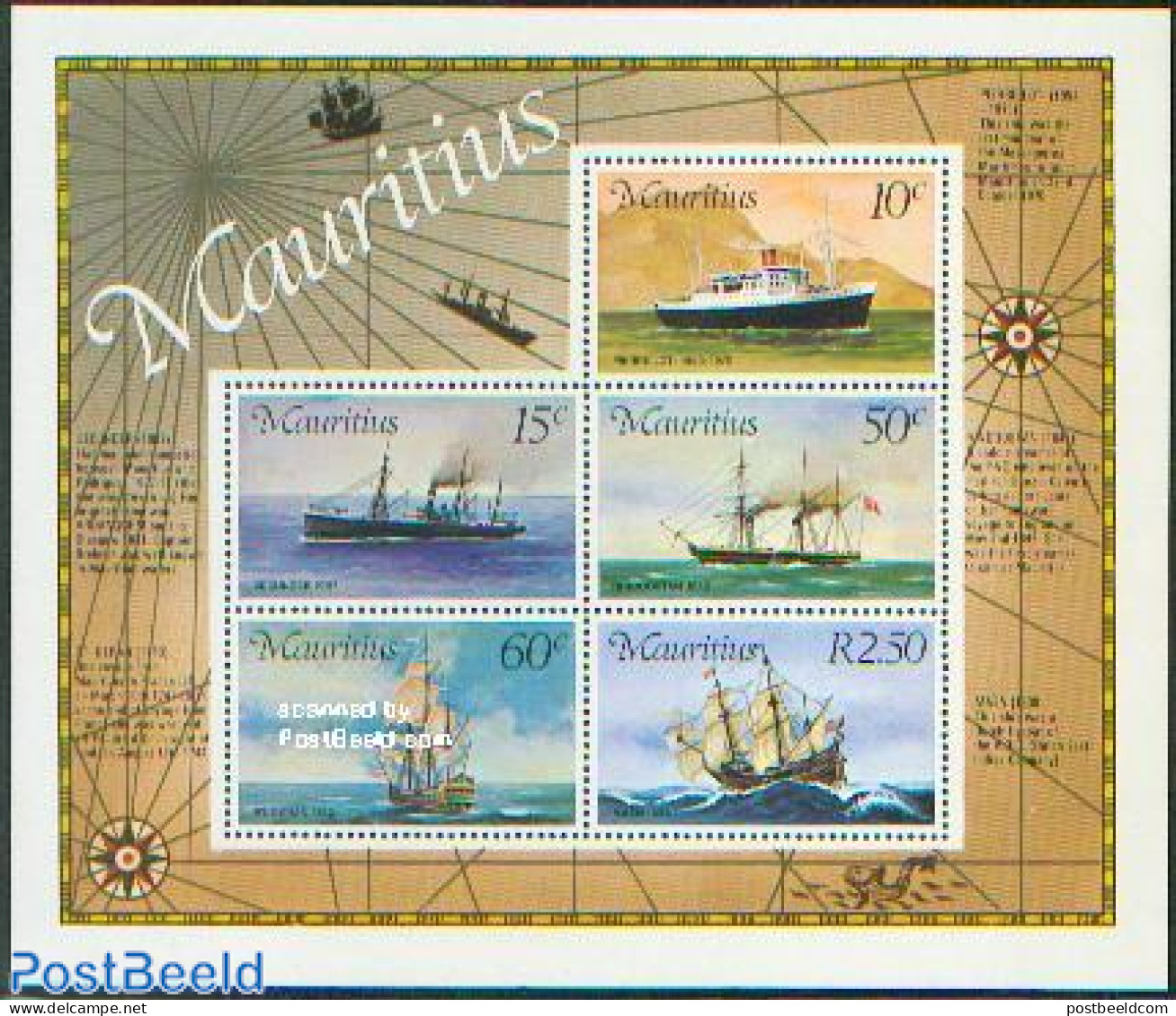 Mauritius 1976 Postal Ships S/s, Mint NH, Transport - Post - Ships And Boats - Post