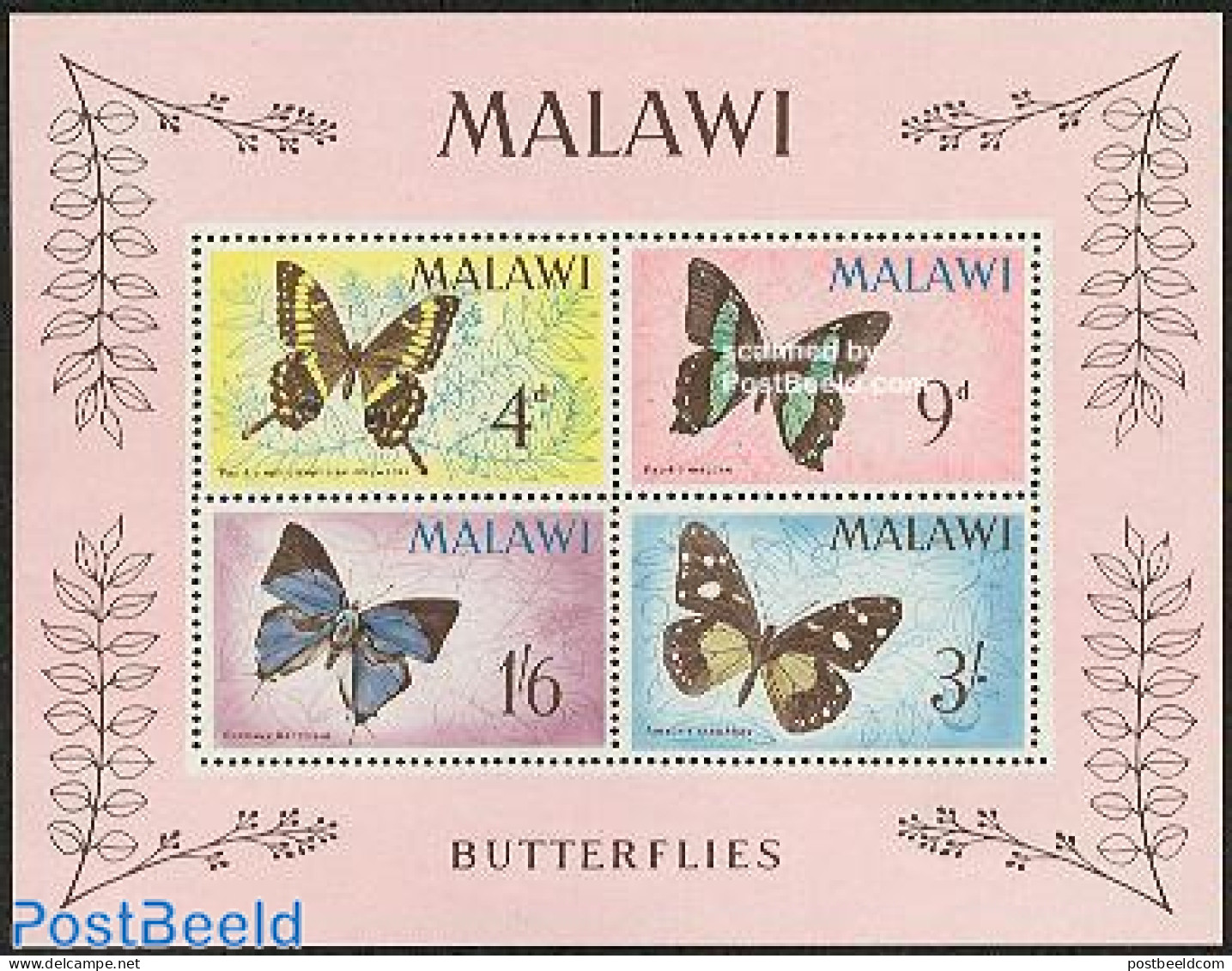 Malawi 1966 Butterflies S/s, Mint NH, Nature - Butterflies - Malawi (1964-...)