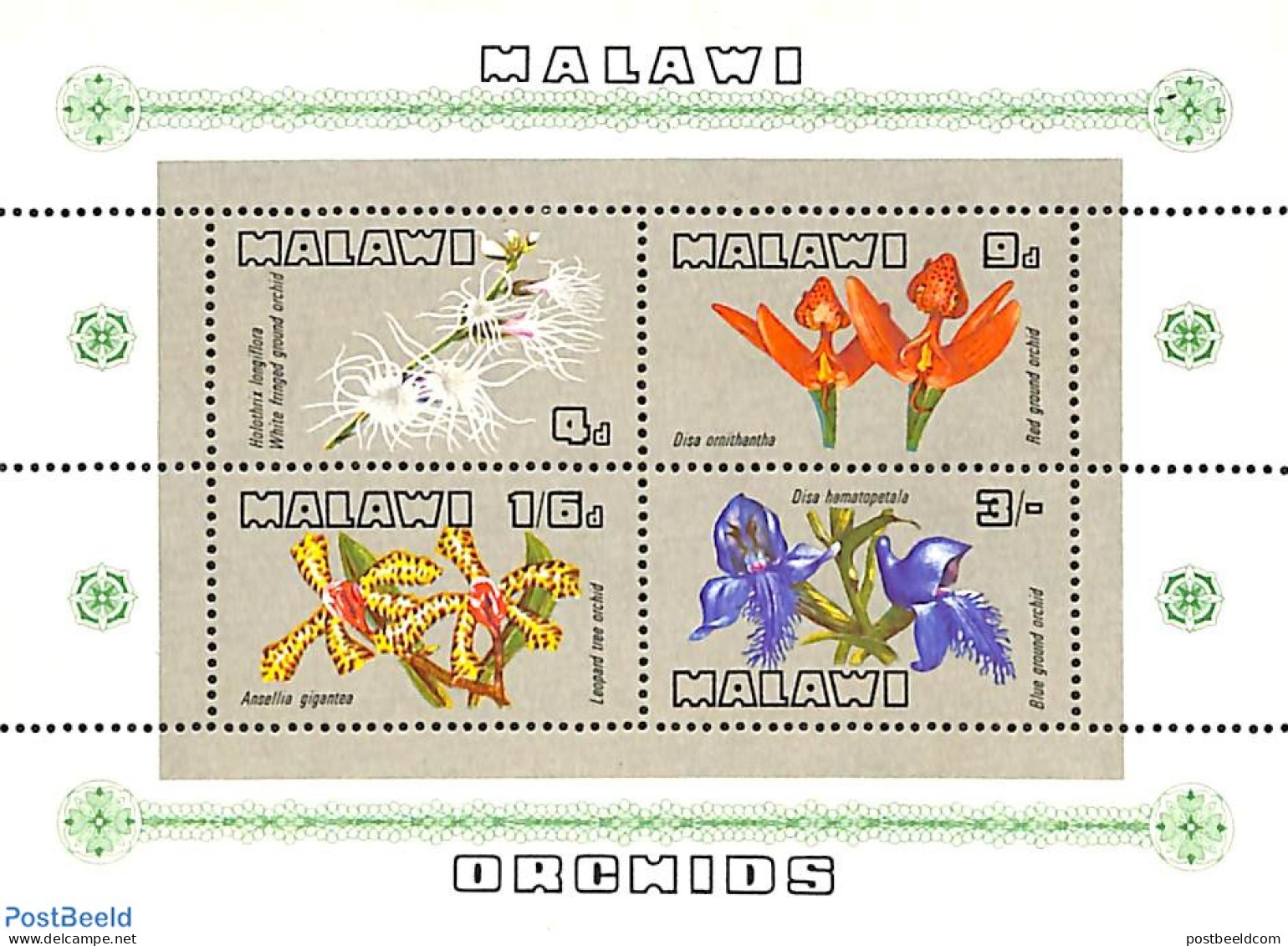Malawi 1969 Orchids S/s, Mint NH, Nature - Flowers & Plants - Orchids - Malawi (1964-...)