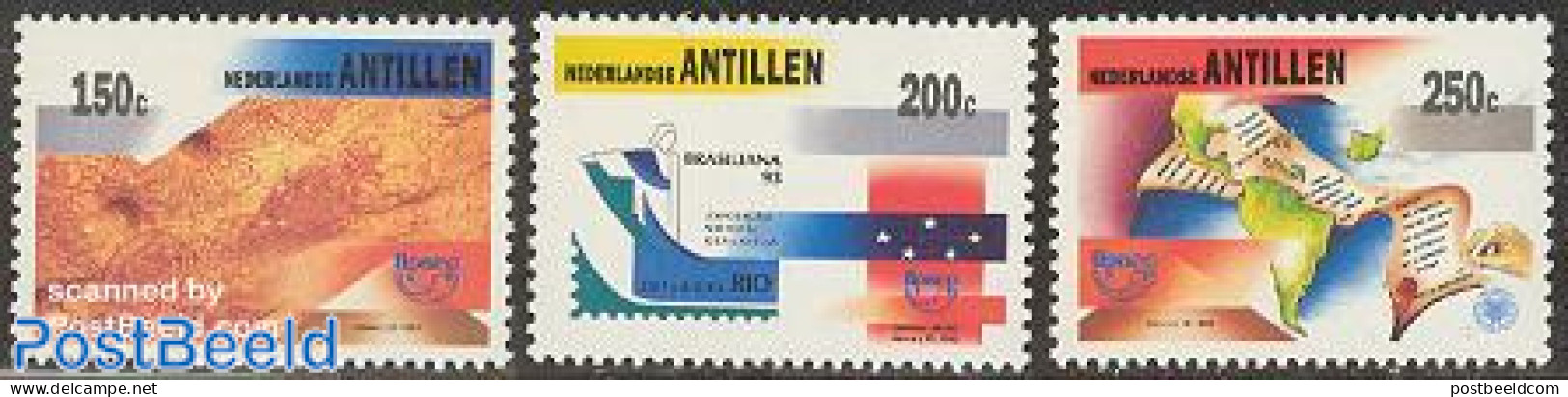 Netherlands Antilles 1993 Brasiliana, UPAEP 3v, Mint NH, Various - U.P.A.E. - Maps - Geographie
