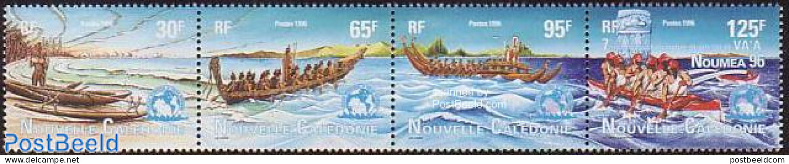 New Caledonia 1996 Pirogues 4v [:::], Mint NH, Transport - Ships And Boats - Unused Stamps