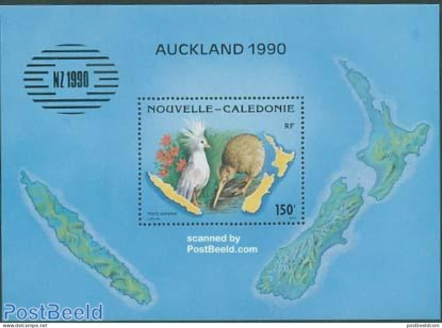 New Caledonia 1990 NZ Stamp Expo S/s, Mint NH, Nature - Various - Birds - Philately - Maps - Ungebraucht