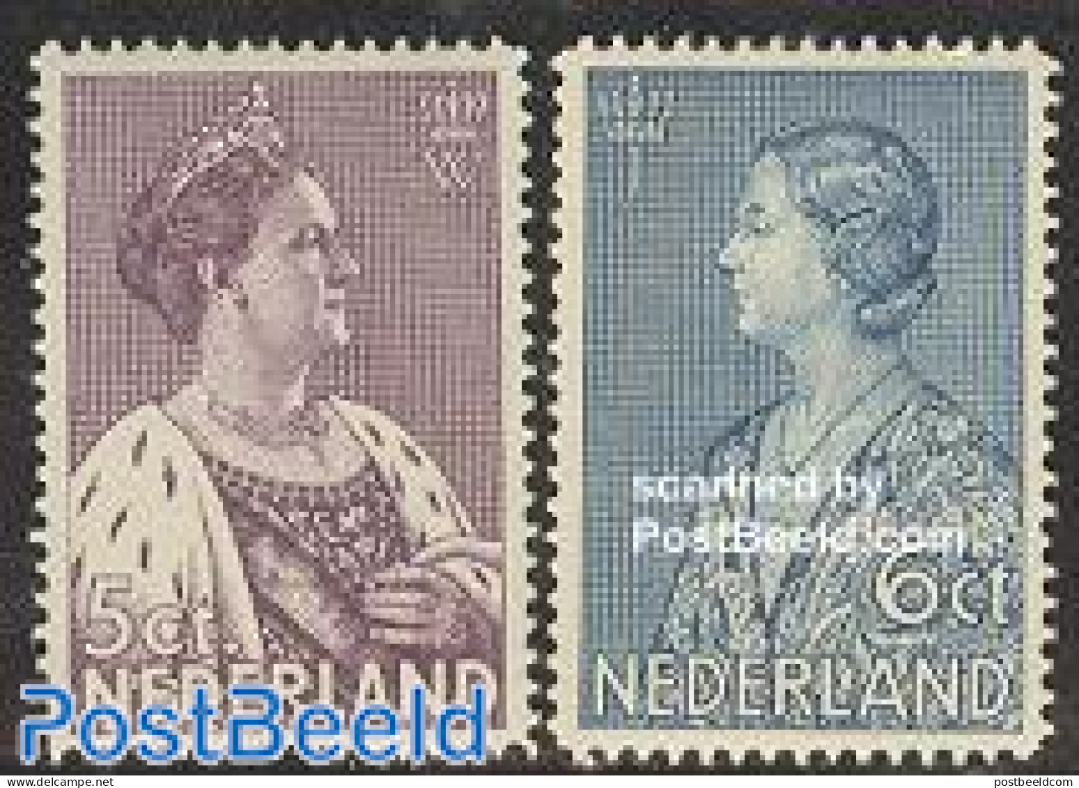 Netherlands 1934 Crisis, Wilhelmina & Juliana 2v, Mint NH, History - Kings & Queens (Royalty) - Unused Stamps