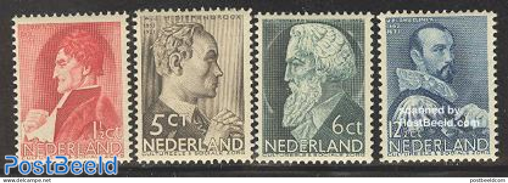 Netherlands 1935 Famous Persons 4v, Mint NH, Health - Performance Art - Science - Health - Theatre - Education - Nuevos