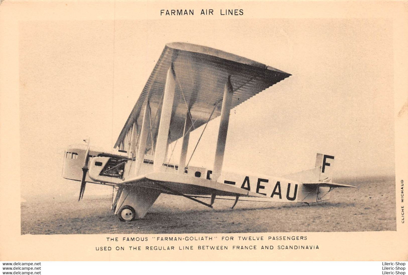FARMAN AIR LINES THE FAMOUS "FARMAN-GOLIATH" FOR TWELVE PASSENGERS - 1919-1938: Between Wars