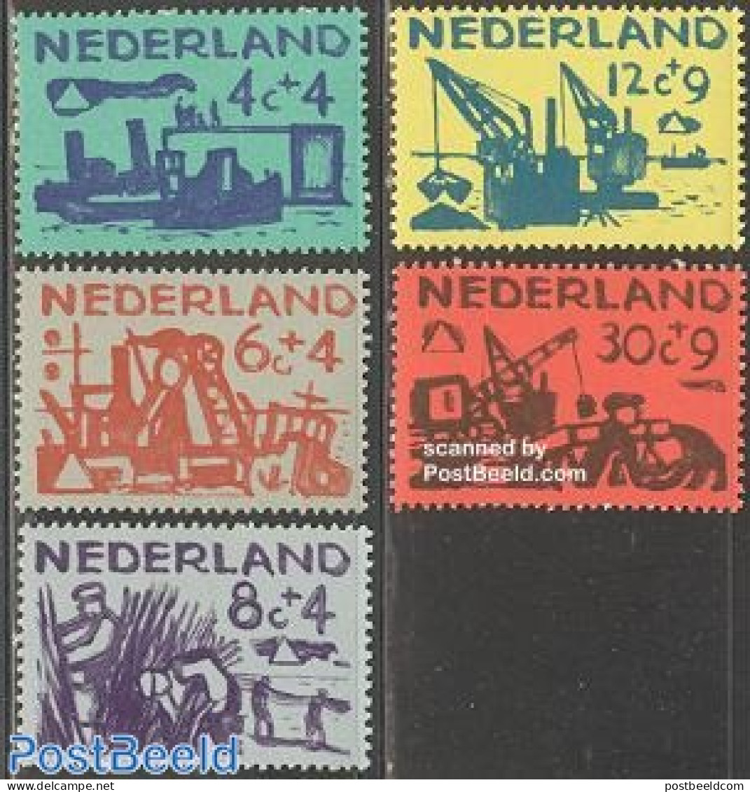 Netherlands 1959 Summer, Delta Works 5v, Mint NH, Nature - Transport - Water, Dams & Falls - Ships And Boats - Unused Stamps