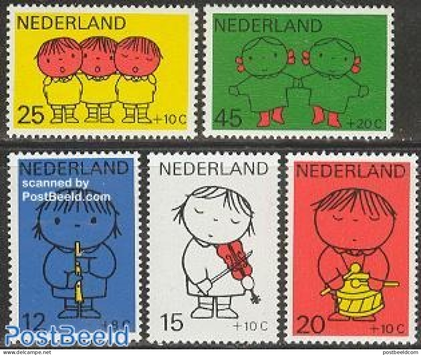 Netherlands 1969 Child Welfare, Dick Bruna 5v, Mint NH, Performance Art - Music - Art - Children's Books Illustrations.. - Unused Stamps