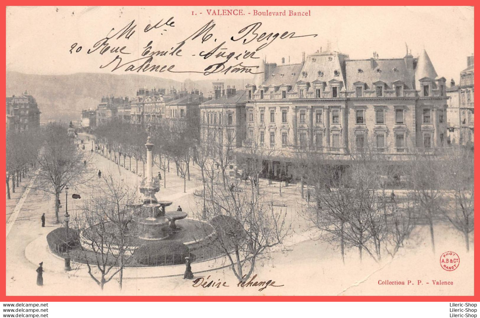 VALENCE (26) Cpa ± 1904 - Boulevard Bancel - Collection P. P. - Valence - Valence