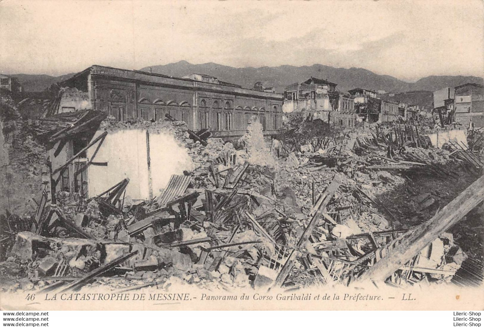 Séisme Du 28 Décembre 1908 - Catastrophe De Messine - Panorama Du Corso Garibaldi Et De La Préfecture - Messina
