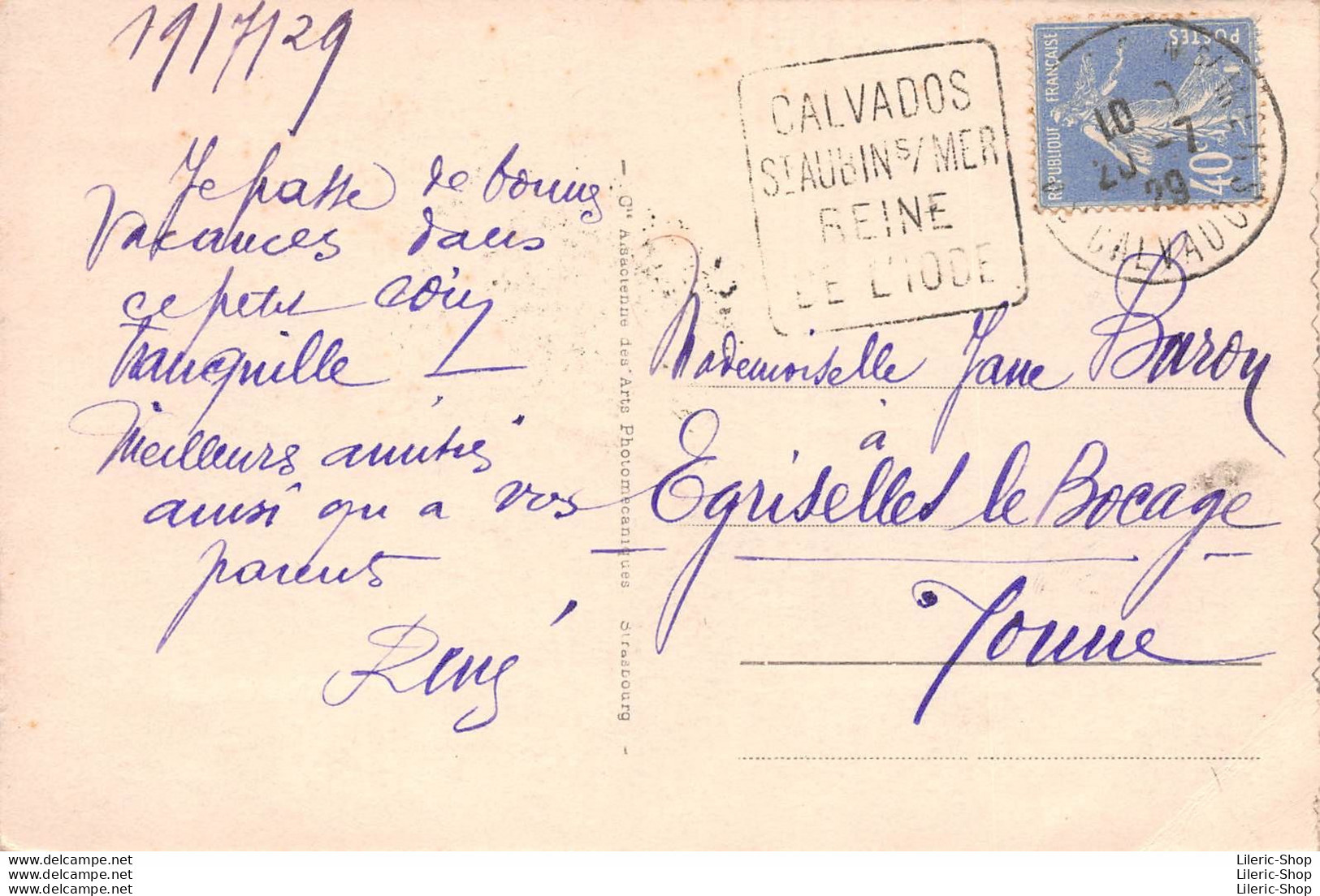 St-AUBIN-sur-MER (22) Cpa 1929 - Le Front De Mer - Magasin "Le Grand Bazar " - Éd. CAP N°28 - Saint Aubin