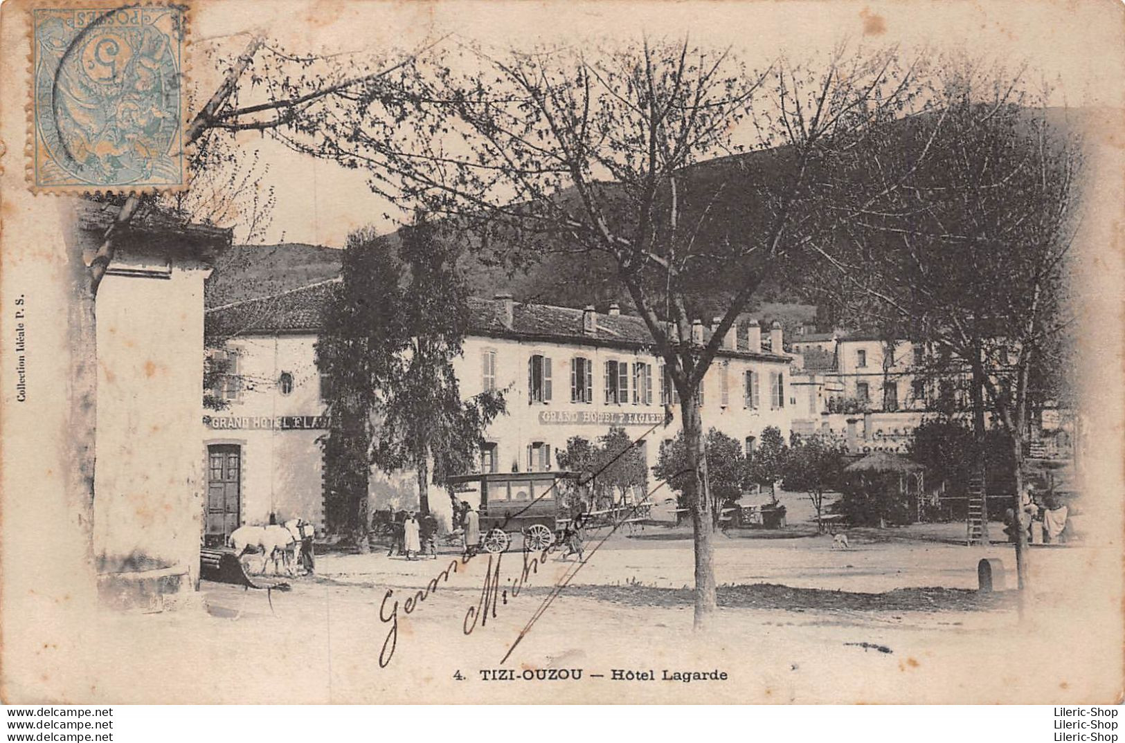 ALGÉRIE KABYLIE CPA 1905 TIZI OUZOU - Grand Hôtel LAGARDE - Voiture Hippomobile - Collection Idéale P.S  - Tizi Ouzou