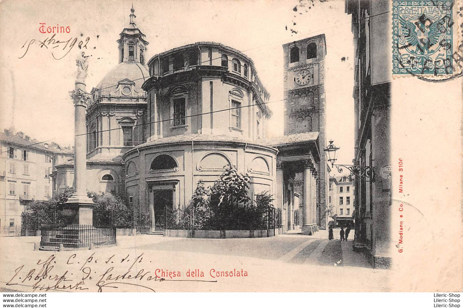 VECCHIA CARTOLINA 1902 TORINO TURIN Chiesa Della Consolata, Éd. G MODIANO - Kirchen