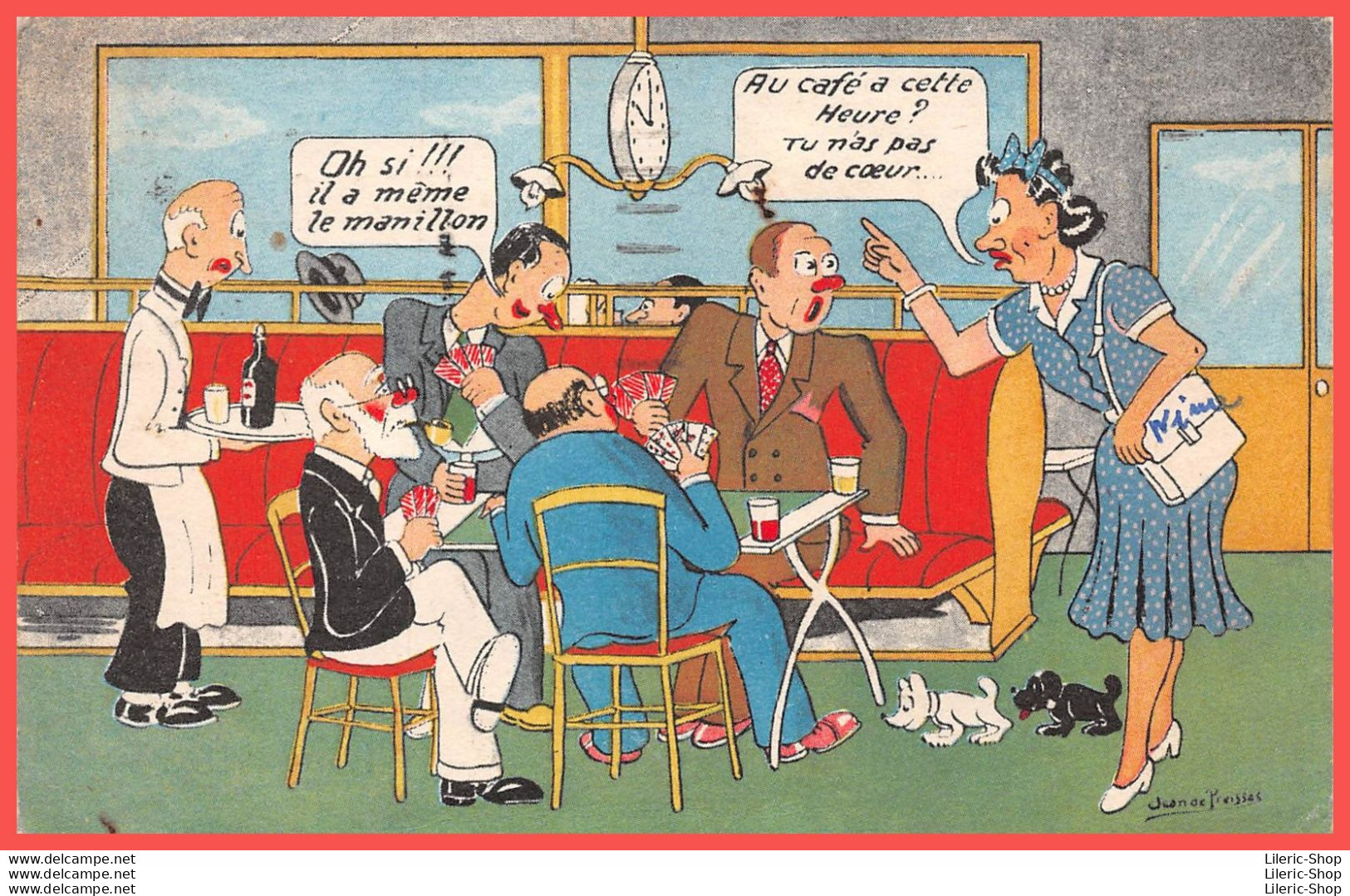 Jean De Preissac - Cpsm Humour 1950 -  La Partie De Cartes # Chiens - Preissac