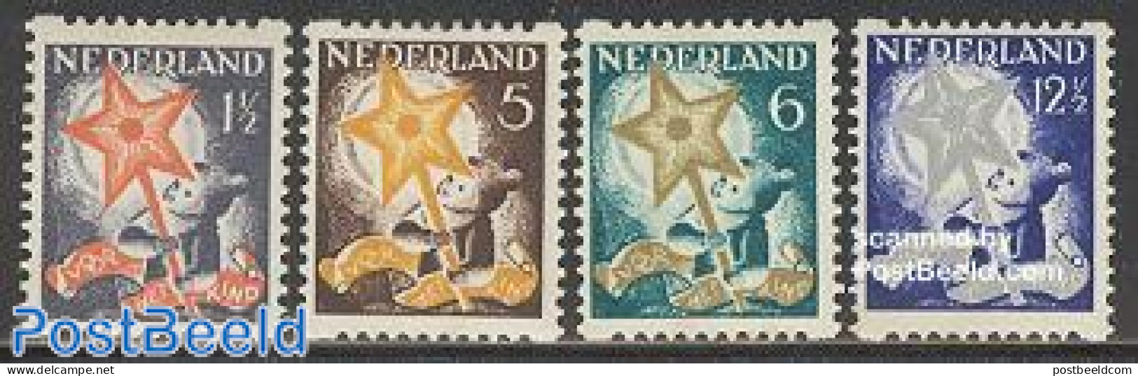 Netherlands 1933 Child Welfare 4v, Syncopatic Perf., Unused (hinged), Various - Folklore - Ungebraucht