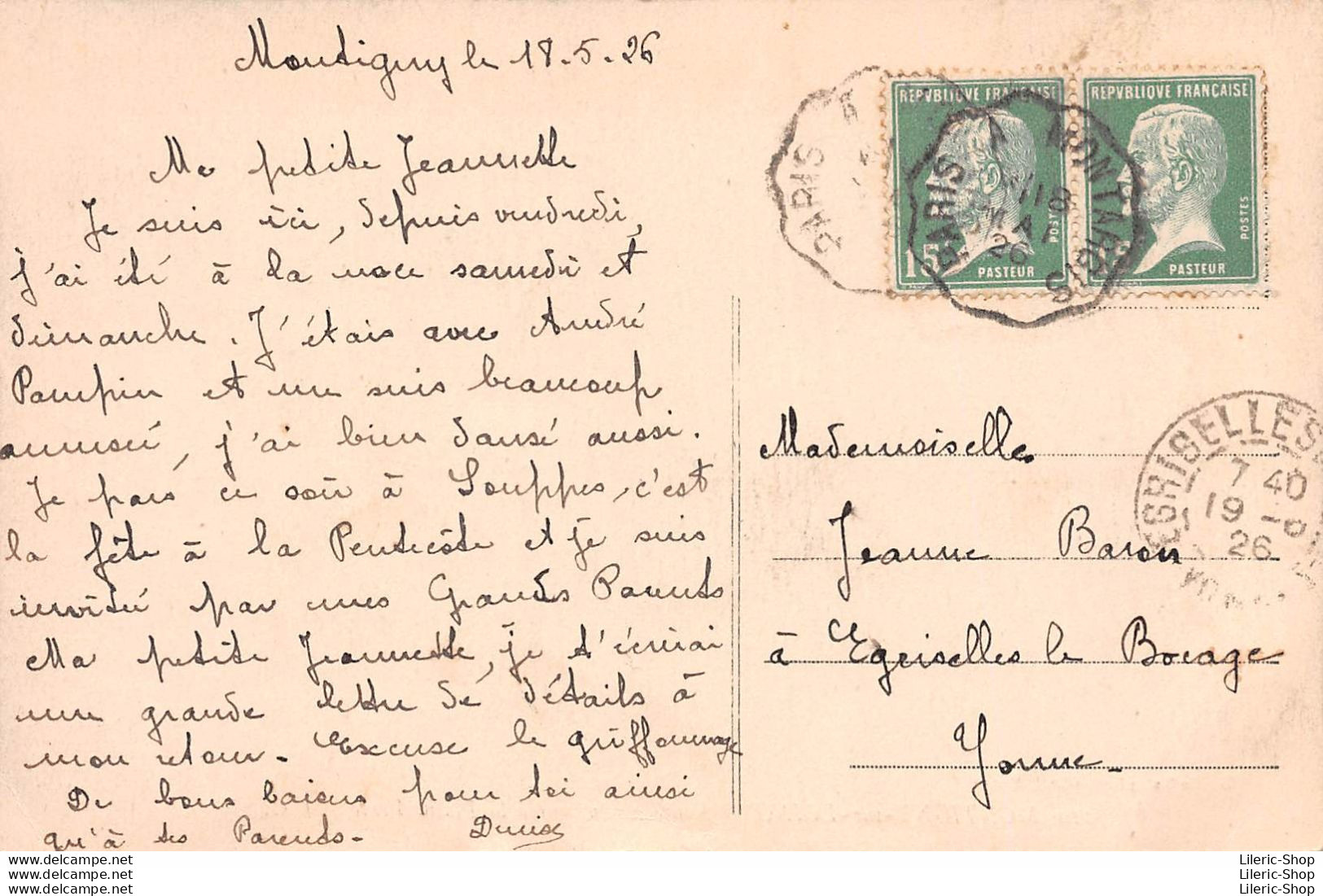 Montigny-sur-Loing (77) Cpa 1926 Route Conduisant à La Plaine Verte. Édit. L.Coffin, Phot. Édit. , Moret N°119   - Sonstige & Ohne Zuordnung