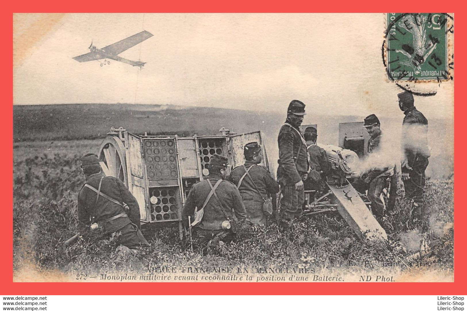 MILITARIA CPA 1913 Monoplan Militaire Venant Reconnaitre La Position D'une Batterie - Écriture Codée ND. Phot  - Manoeuvres