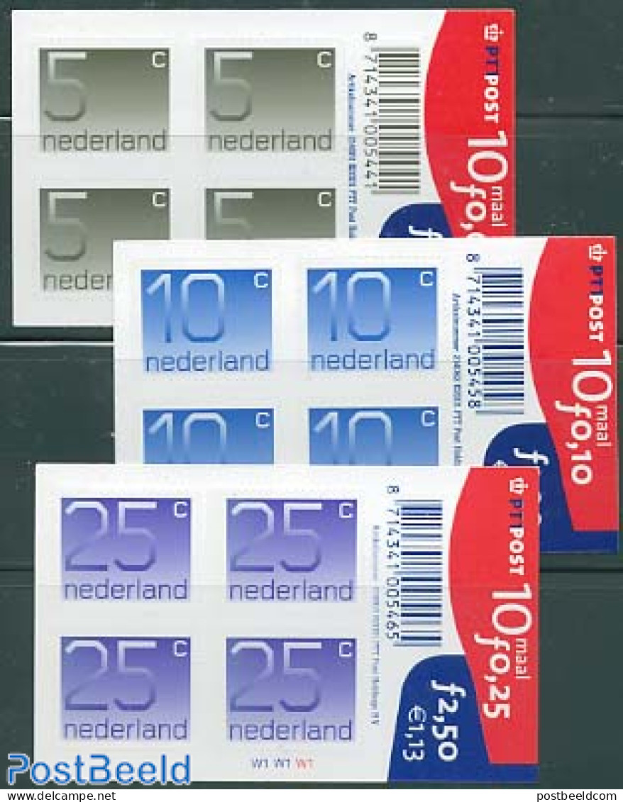 Netherlands 2001 Definitives 3 Foil Sheets, Mint NH - Ungebraucht