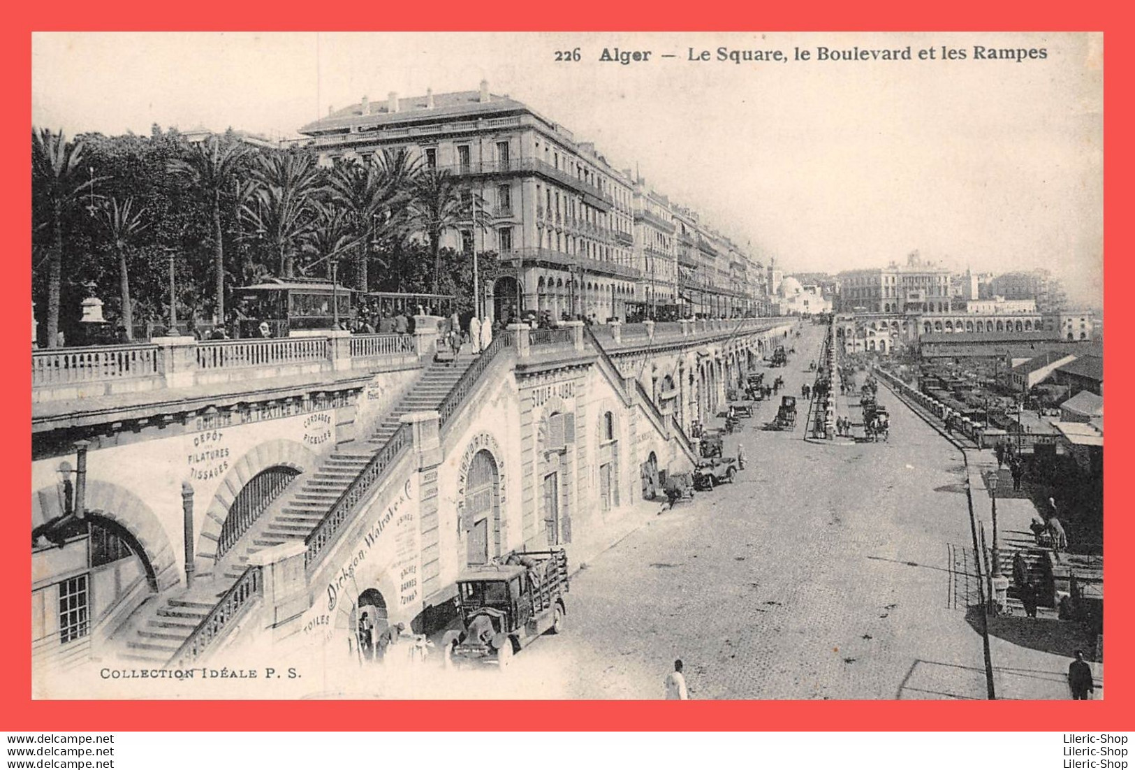 ALGER CPA ± 1930 LE SQUARE BRESSON - BD DE LA RÉPUBLIQUE LES RAMPES TRAMWAY AUTOMOBILE CAMION - Algerien