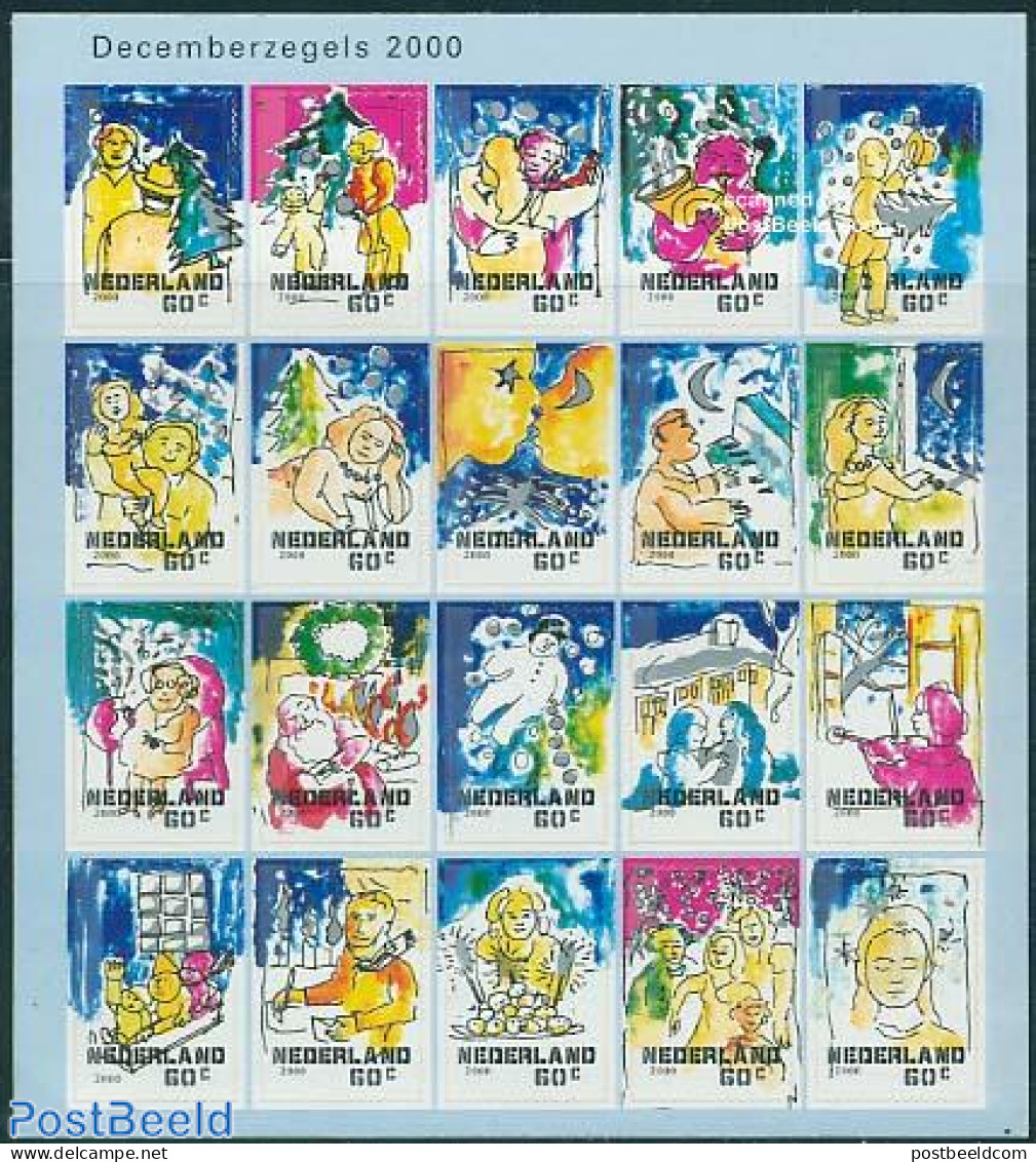 Netherlands 2000 Christmas 20v M/s, Mint NH, Performance Art - Religion - Music - Christmas - Unused Stamps