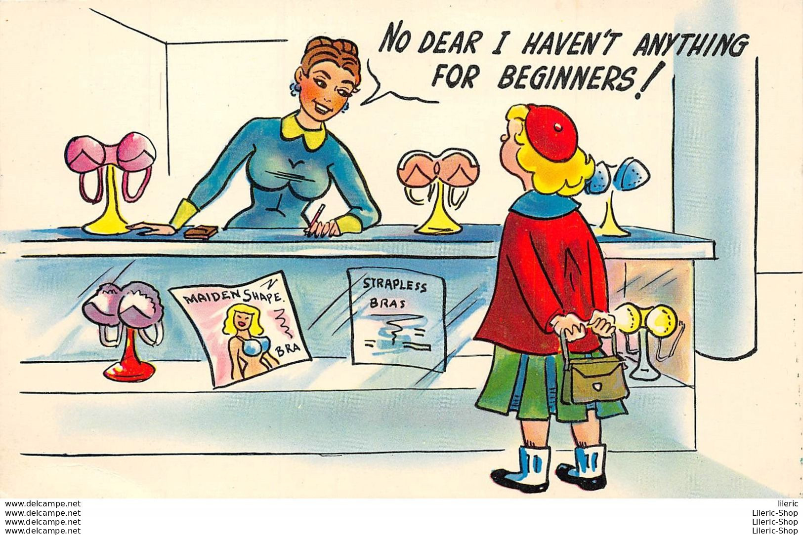 Comic Postcard " NO DEAR I HAVEN'T ANYTHING FOR BEGINNERS ! "  - Humour