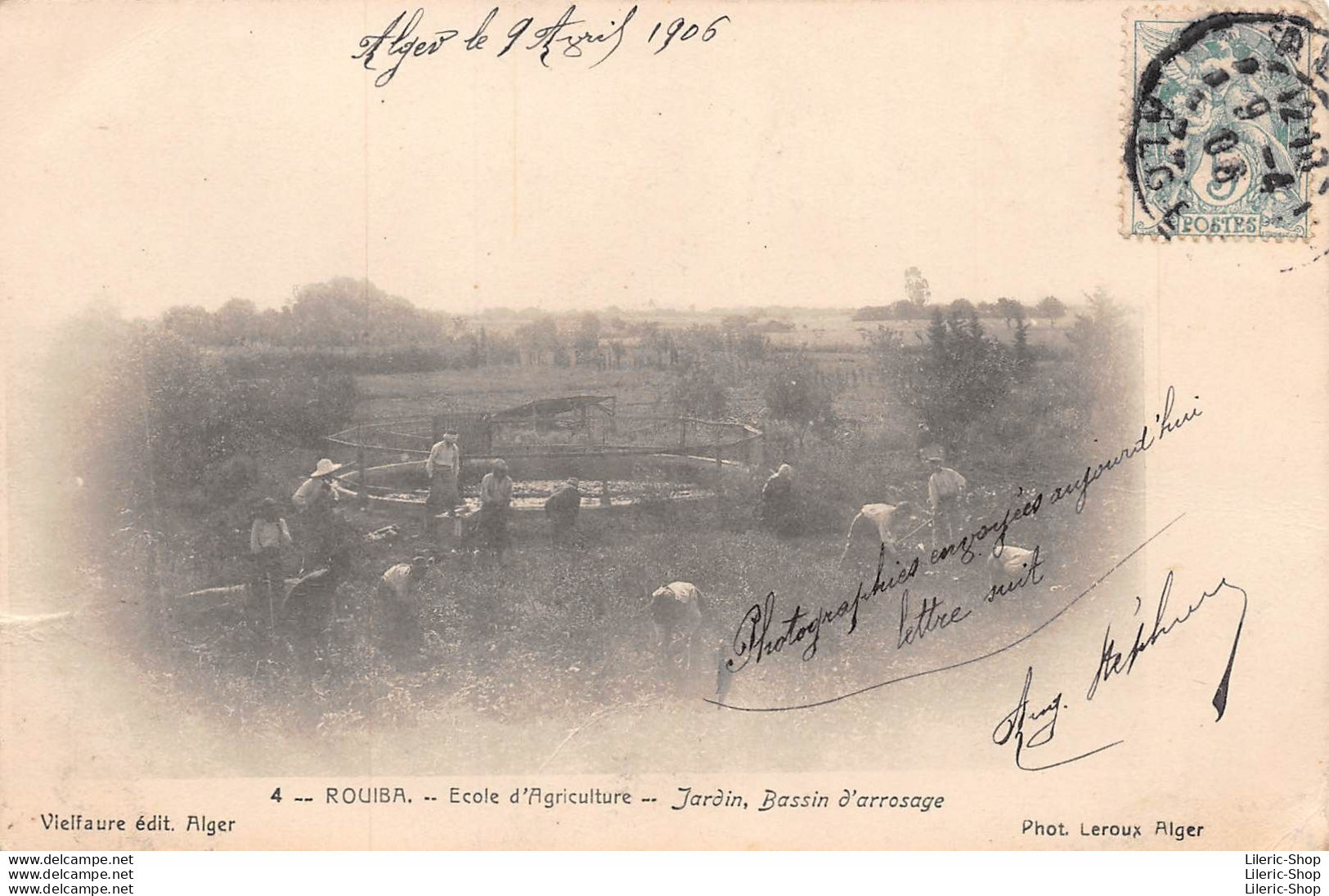 ALGERIE CPA 1906 Dos Non Divisé ROUIBA École D'Agriculture - Jardin, Bassin D'arrosage Vielffaure Éditeur ALGER - Sonstige & Ohne Zuordnung