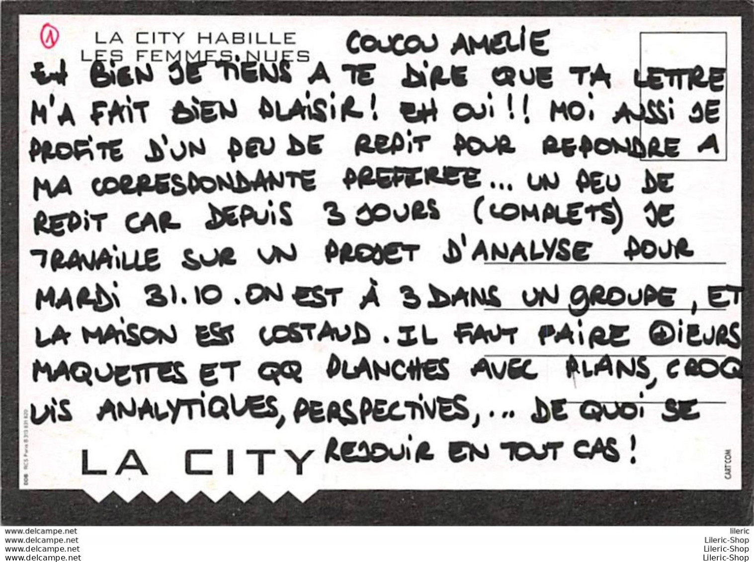 CART'COM ADVERTISING - PUBLICITÉ " LA CITY HABILLE LES FEMMES NUES " CACTUS - Publicité